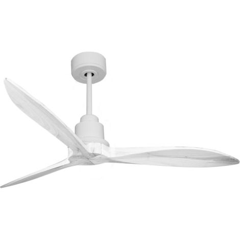 Tenerife - Super destratificateur et ventilateur DC 132 cm  Blanc pales bois blanc  sans Lumière 25 à 35 m²