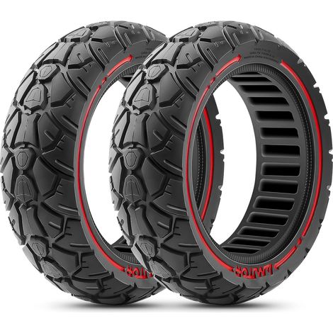 Pneu Plein 10x2.70-2.75 Pouces Offroad, Pneu Increvable 10x2.75-6.5, Roue Pleine Trottinette 70/65-6.5(255x70), Roue Pleine 10x2.70-6.5, Zéro-Entretien & Haute Durabilité, (Fente 53.5mm), 2PCS (1/5)