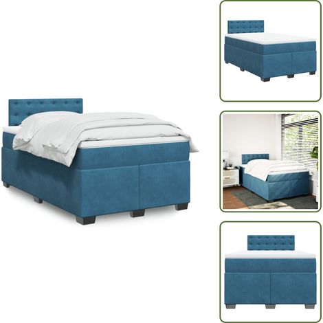Taschenfederkern - vidaXL Boxspringbett mit Matratze Dunkelblau 120x200 cm Samt - Schlafkomfort (1/5)