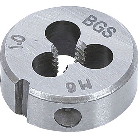 Bgs Technic – Filière M6 x 1.00 – Pas de vis standard – Ø extérieur 25.4 mm – Épaisseur 9 mm – Acier spécial GCr15 – Pour filetage propre et réparation