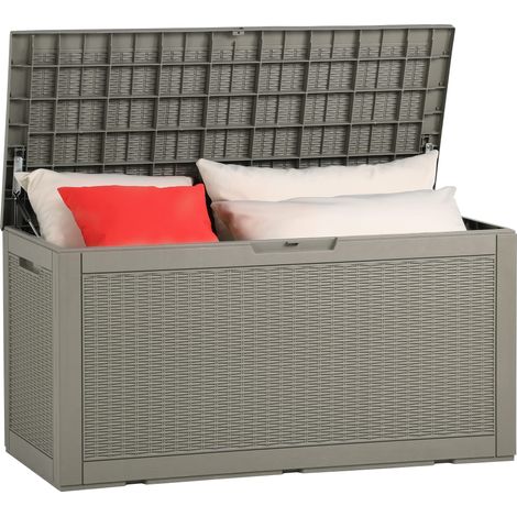YITAHOME 380L Baule da Esterno in Resina, Grande da Giardino per Mobili, Cuscini, Attrezzi e Forniture per Piscina-Impermeabile, Chiudibile a Chiave (1/4)