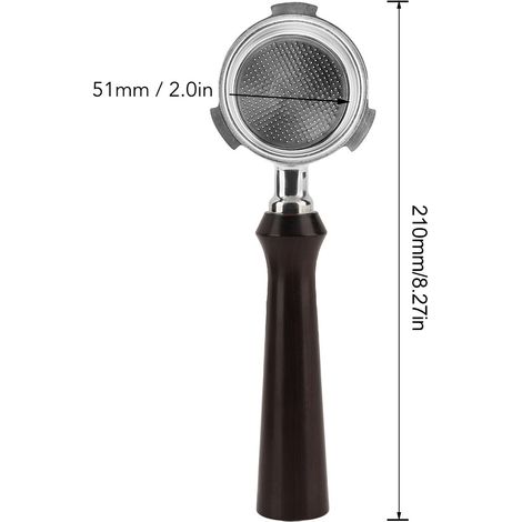 Ortviai Portafiltre café sans fond 51 mm en acier inoxydable 304 et bois massif pour machine Delonghi DEDICA ARTE (1/4)
