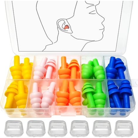 40 pcs Boule Quies Silicone Souple Bouchons d'oreilles Anti Bruit (1/5)