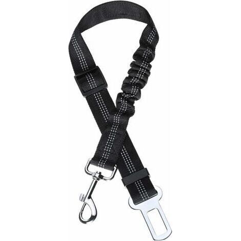 Ceinture pour Chien Ceinture Chien Voiture avec Système d'absorption des Chocs et Mousqueton Solide Réglable Harnais pour Chien et Chat, Noir (1/4)