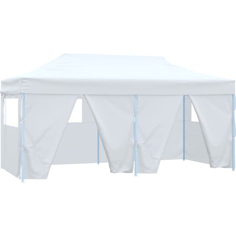 vidaXL Gazebo Pieghevole con 4 Pareti 3x6 m Acciaio Bianco