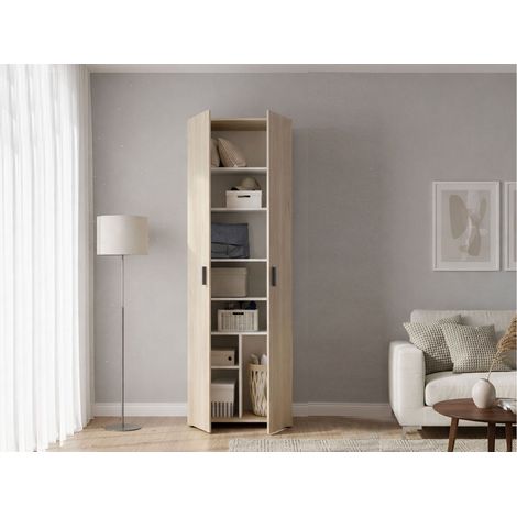 Dmora - Armadio multiuso 2 ante Apro, Mobile multifunzione portaoggetti, Guardaroba porta scarpe, 61x35h190 cm, Rovere