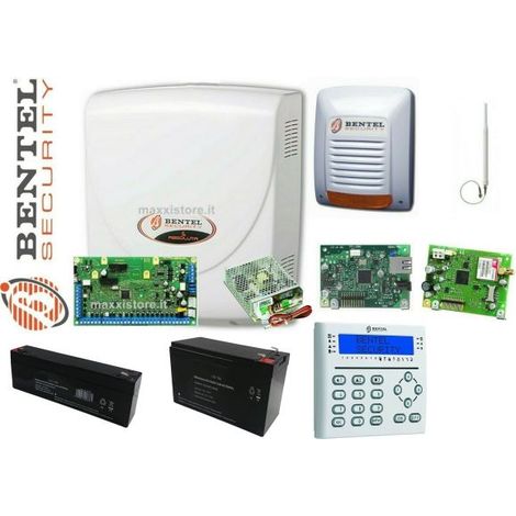 Bentel Security Kit Absoluta Plus 48 + Box + Sirena + IP + GSM + Tastiera + Alim.2.6A + Batterie - ABS-48-Z