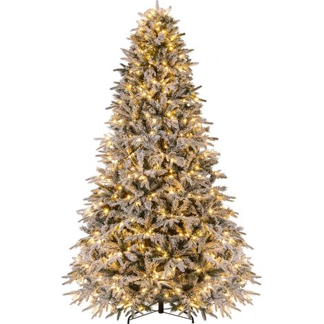 Albero di Natale innevato 240cm, pre-illuminato con 460 luci LED bianco caldo (1/5)