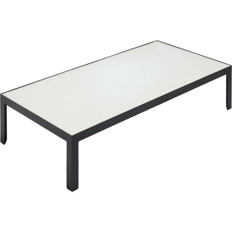 Table basse en Plateau en enduit effet béton et piètement métal noir ORELIA (1/4)