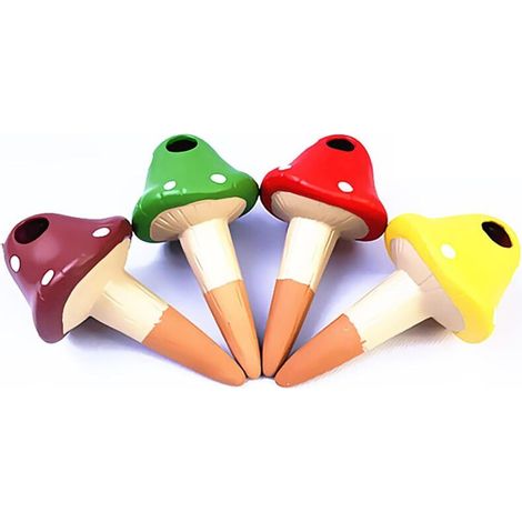 Abreuvoir Automatique - Lot de 4 - Terre Cuite - Forme Champignon - Arrosage Lent - Intérieur Extérieur - Multicolore (1/5)