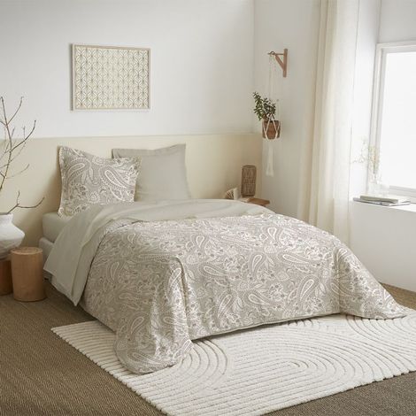 Parure de draps 4 pièces pour lit 140 x 190 cm Cachemire naturel - - (1/2)