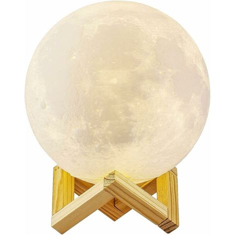 Lampe Lune 3D, LED Lampe Luna Tactile 3 Couleurs, 12cm/4.7inch Diamètre, USB Rechargeable Veilleuse Lune pour Chambre Salon Café Cadeau Anniversaire Noël (1/5)