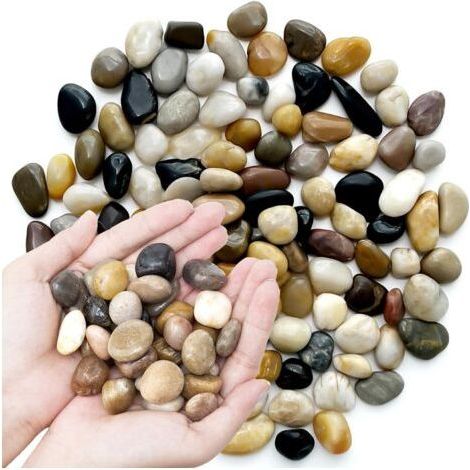 (1 kg) Galets polis, petites pierres décoratives de rivière, pierres naturelles polies de couleurs mélangées pour décoration de la maison, aquarium, plantes, vases, plantes grasses (1/5)