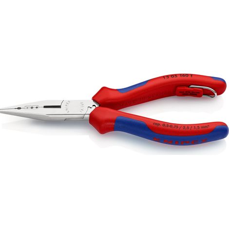 KNIPEX 13 05 160 T BK Pince multifonctions avec gaines bi-matière, avec œillet intégré pour fixation d’un dispositif antichute chromée 160 mm (1/6)
