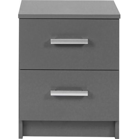Chevet 2 tiroirs 41,2x40x50,8 cm gris foncé - ROSSI (1/5)
