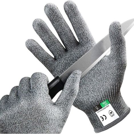 Une paire de gants anti-coupure grade 5, cuisine de qualité alimentaire protection anti-coupure abattage jardinage pêche gants de travail du bois M (1/5)