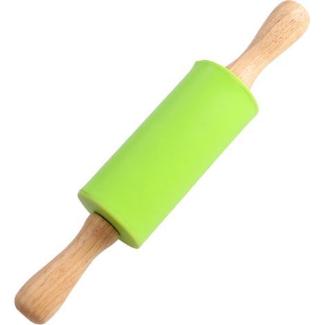 Mattarello in silicone con rivestimento antiaderente e manici in legno, ideale per impasti per pizza e dolci. - 1 pezzo (1/5)