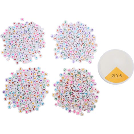 801Pcs Colorful Letter Beads Round Type Number English Letter Love Five Pointed Star Fishing Line Jewelry Making Beads (1/5)