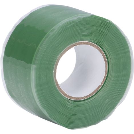 Ruban adhésif toilé de 3 mètres en silicone étanche et auto-adhésif, assurant une bonne étanchéité pour tuyaux d'eau (vert). (1/5)