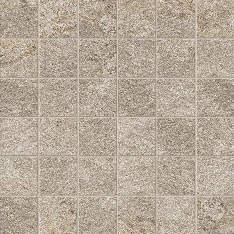 Mosaïque effet Pierre Quartzite Gris Argent 4,8x4,8 cm Quadra 30x30x0,9 cm Mat Salvero - Sol et mur intérieur (vendu par carton de 0,9 m²) - RO'MA CARRELAGE