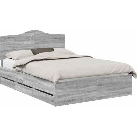 Maison Exclusive - Struttura del letto con cassetto Sonoma grigia 160 x 200 cm