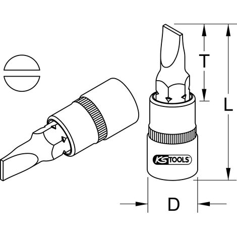 1/4" Douille tournevis Fente, 4mm