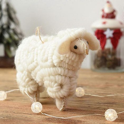 Décorations de porte amusantes pour sapin de Noël, moutons en feutrine, cadeaux et décorations murales à faire soi-même (1/4)