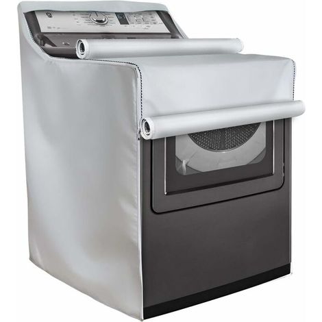 Housse pour lave-linge/sèche-linge adaptée aux machines à chargement par le haut et par l'avant, imperméable et anti-poussière pour l'extérieur (grise)-AquaForge (1/5)