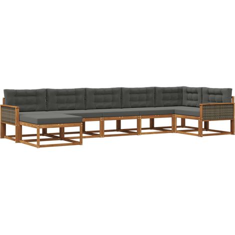 Conjunto de sofás de exterior 7 uds. Natural y Antracita vidaXL (1/5)