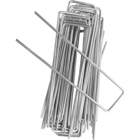 Lot de 50 agrafes de jardin galvanisées antirouille pour toile de protection contre les mauvaises herbes, couvre-sol, décorations de festival et clôtures