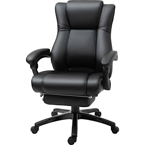 Executive Office Chair for Home, PU Lear Computer Chair, Swivel Desk Chair with Footrest, Wheels, Adjustable Height, Black (1/5)