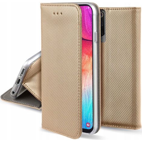 Custodia per Samsung Galaxy A10 CHIUSA MAGNETICA INTELLIGENTE ORO + VETRO (1/5)