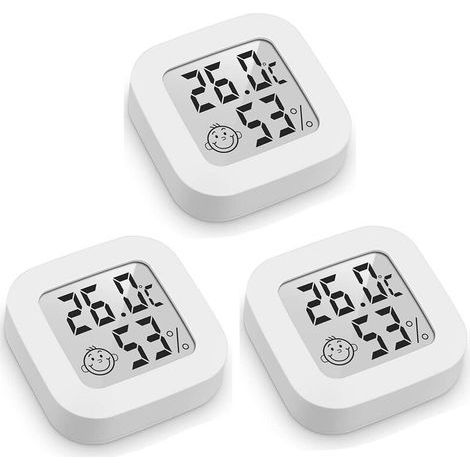 Termometro igrometro per interni, confezione da 3 mini termometri igrometri digitali LCD ad alta precisione, termometro da parete per interni/esterni per casa, ufficio, cameretta, incubatrice, cantina (1/5)