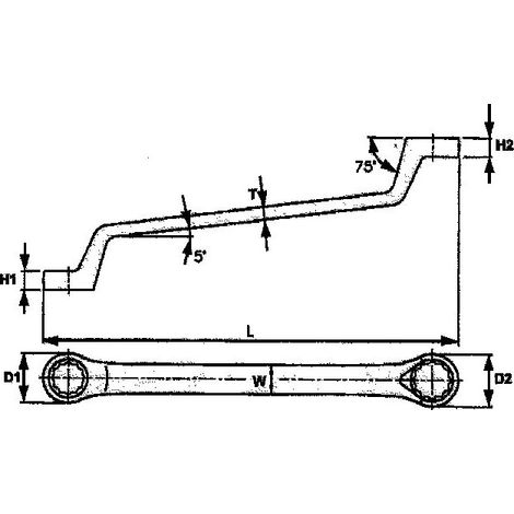 Abgewinkelter Sternschlüssel, 21x23  Tengtools 632123 (1/2)