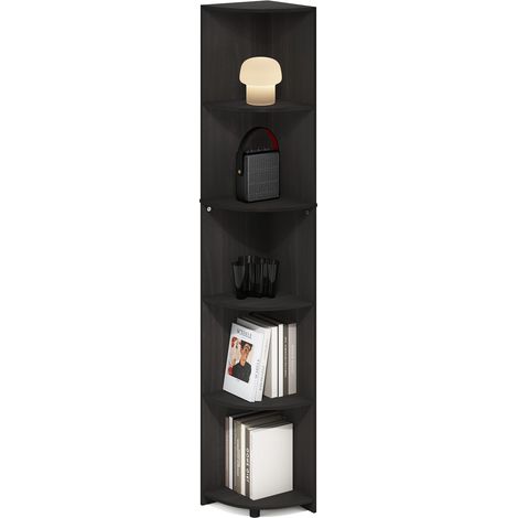 Étagère d'angle À 5 Niveaux, Rangement, Présentoir Bibliothèque, Salon/Bureau, Espresso (1/5)
