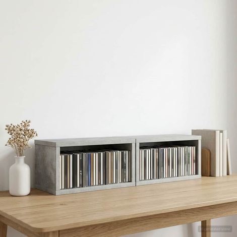 vidaXL Soporte para CDs 2 uds. Gris Hormigón 40 x 17 x 17 cm (1/5)