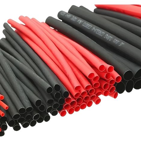 Tubos termorretráctiles, diámetro interno de 2,0 mm a 13,0 mm, longitud de 40 mm a 85 mm, 127 piezas en total, color negro y rojo, material polimérico compuesto. (1/5)