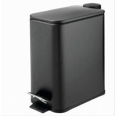 Cleafe - Pattumiera In Acciaio Pedale 5lt Bidone Cestino Spazzatura Rettangolo Nero 87448 - (1/2)