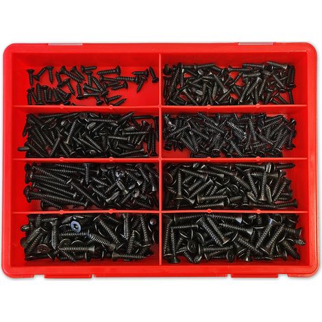Coffret 550 vis a tole autoperceuses noires torx et cruciformes (1/2)