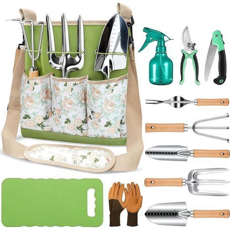 11-teiliges Gartengeräte-Set mit Organizer und Tragetasche (1/5)