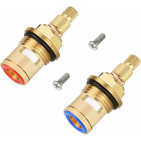 2 Pcs Tête de Robinet en Laiton Cartouche Ceramique Mitigeur avec Vis Cartouche Ceramique Rouge et Bleu Antirouille Antidéflagrant Anti-corrosion pour Robinet Cuisine Maison Salle de Bain (1/5)