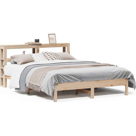 Maison Exclusive - Cadre de lit sans matelas 140x190 cm bois de pin massif (1/5)