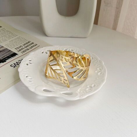 Embrasse de Rideaux, 4 pièces Métal Créatif Rideau Corde Boucles Feuille Creuse Pince à Rideau Décorative Accessoire Décoratif Fenêtre pour Bureau à Domicile (Or)6cm