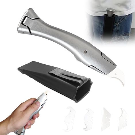 6 Stück Teppichmesser Hakenklinge Set, Hakenmesser mit Trapezhakenklingen, Trapezklinge, kleiner Hakenklinge mit Aufbewahrungsetui, für zum Schneiden von PVC (1/5)