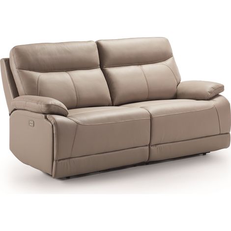 Ensemble canapé de 3 places, 2 relax électriques + canapé de 2 places fixes en Cuir/PVC couleur Gris (1/2)