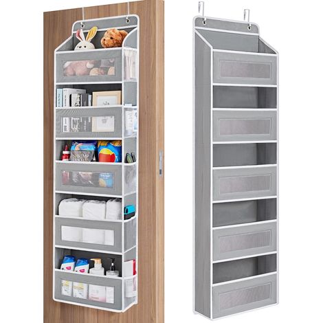 Organisateur de rangement à suspendre à la porte - Organisateur de porte suspendu à 5 niveaux avec 5 grands compartiments - Anti-basculement - Rangement derrière la porte pour chambre, salle de bain, (1/5)