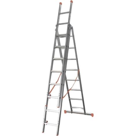 Facal – Échelle double transformable 3x8 échelons – Hauteur max 6,9m – Charge max 150kg – Poids léger 19kg – Système articulé en aluminium