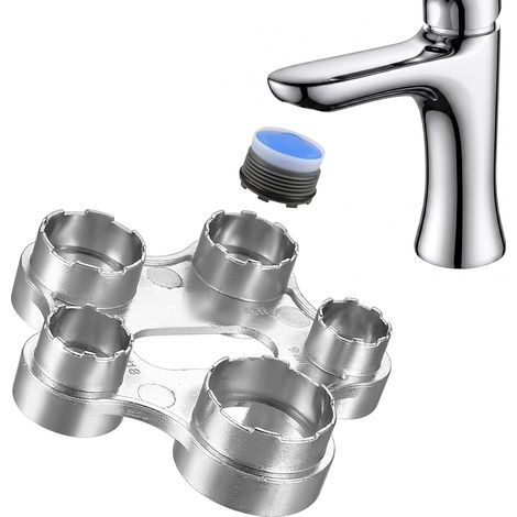 Clé Aérateur pour Robinet, 10 en 1 Clé de Robinet Aérateur, Outil de Clé de Service Universelle 10 Tailles pour Cuisine et Salle de Bain Mousseur Robinets (1/5)
