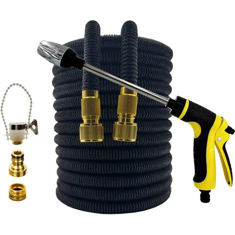 Tuyau d'arrosage extensible pour jardin (1/2 pouce, 30 m) - Tuyau d'arrosage flexible haute pression - Fournitures d'irrigation horticole - Pistolet à eau pour lavage de voiture