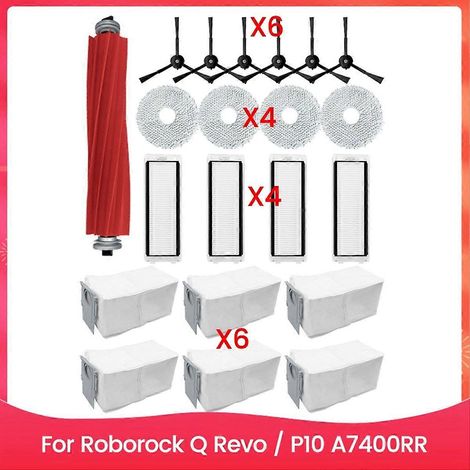 Ensemble de 21 pièces comprenant une brosse, un sac à poussière, un filtre et une serpillière pour aspirateur Roborock Q Revo P10 A7400RR (1/5)